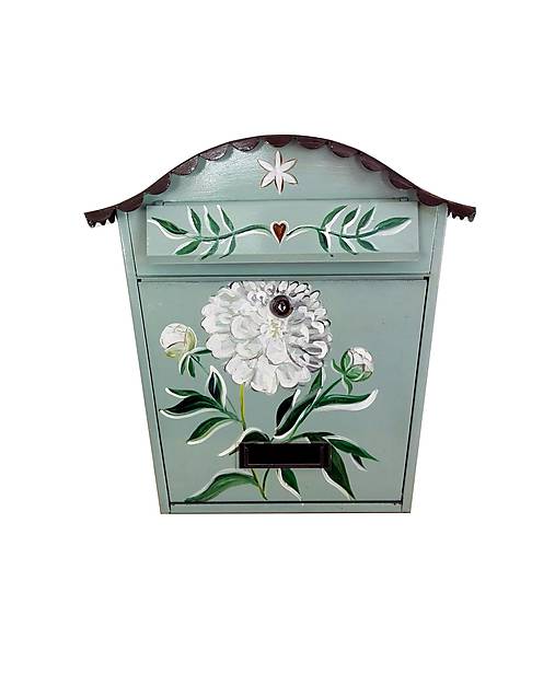 Úložné priestory & Organizácia - Ručne maľovaná schránka - Biela pivónia - 10972983_