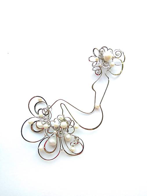 Brošne - Brošňa "Angelika, markýza andělů" šperk 3v1, perly - 10973390_