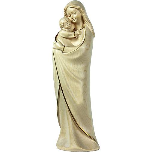 - Moderná Panna Mária a Ježiš drevená soška (15cm - Béžová) - 10970679_