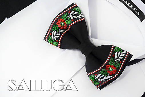Detské doplnky - Detský folklórny motýlik - čierny - folk - ľudový - pre malého šibača, družbu - 10975750_