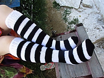 Ponožky, pančuchy, obuv - Pásikavé podkolienky čierna a biela č.39-41 - 10980606_