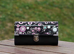 Peňaženky - Peněženka Růžové bubliny, 18 karet, 2 zipy, fotky - 10982377_