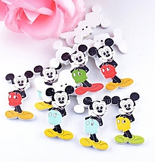 Galantéria - Drevený gombík Mickey Mouse - 10983969_