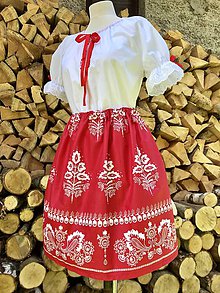 Šaty - Folklórny dámsky kroj červený s bondúrou - 10984749_