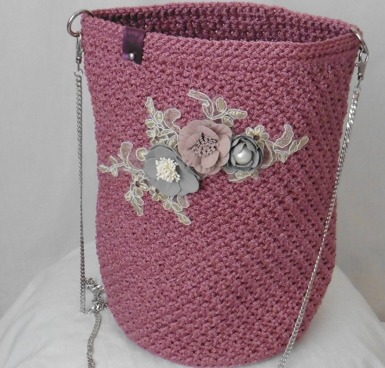 Handmade háčkovaná kabelka staroružová