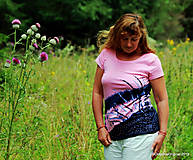 Topy, tričká, tielka - Dámske tričko maľované, batikované LAVANDULA - 10988726_