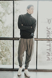 Pánske oblečenie - Pánske sivé nohavice - 100% kašmír - 10989790_
