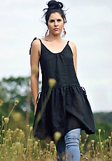 Šaty - Lněné šaty /šatovka černá - 10990680_