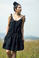Šaty - Lněné šaty /šatovka černá - 10990682_
