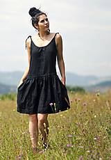 Šaty - Lněné šaty /šatovka černá - 10990688_