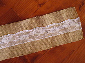 Úžitkový textil - Šerpa z juty šírka 15cm s čipkou v strede dĺžka 2,75m - 10991178_