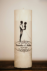 Darčeky pre svadobčanov - Svadobná sviečka pre mladomanželov - MEGA VEĽKÁ 9,4x25cm - 10994392_