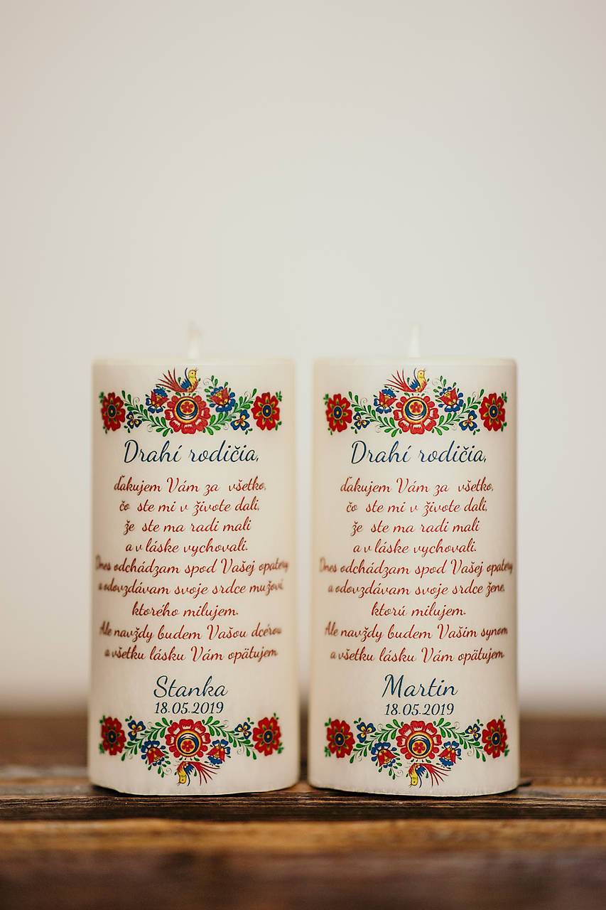 Poďakovanie svadobným rodičom - Vzor č.8 - Sviečka z palmového vosku