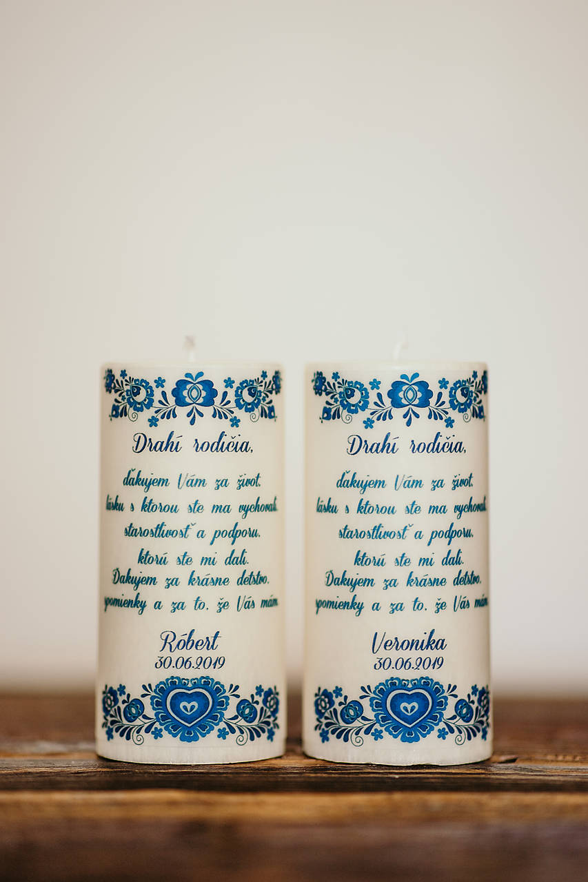 Poďakovanie svadobným rodičom - Vzor č.6 - Sviečka z palmového vosku