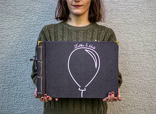 Papiernictvo - Fotoalbum klasický, obal potiahnutý látkou s nažehleným jednofarebným minimalistickým motívom (4 foto na stranu)  (Fotoalbum klasický, obal potiahnutý látkou s nažehleným jednofarebným minimalistickým motívom (4 foto na stranu): balón) - 10993851_
