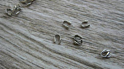 Komponenty - Kovový vodič - koncovka  farba platina na niť, lanko, šnúrku 10 ks - 10993290_