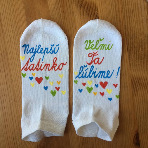 Maľované ponožky pre najlepšieho ocka / tata / tatina / ocinka (Biele členkové)