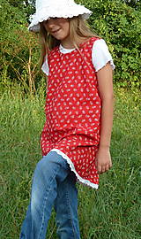 Detské oblečenie - Šatočky Kvietky na červenej s krajkou - 10998677_