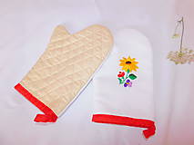 Úžitkový textil - Kuchynská chňapka (rukavice) s ručnou výšivkou - 11001411_