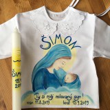Detské oblečenie - Maľovaná krstná košieľka s bábätkom v náručí Panny Márie - 11001618_