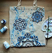 Nákupné tašky - Modrá taška s mandalami - 11004641_
