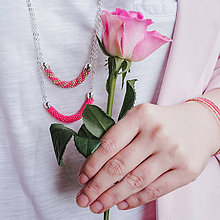 Náhrdelníky - SNAKE ružový dlhý náhrdelník - 11004184_