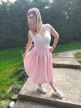 Sukne - Cukríkovo rúžová ľanová sukňa - 11005058_