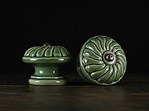 Nábytok - Úchytka - knopka zelená  velká - vzor ROZETA - 11007638_