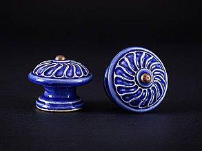 Nábytok - Úchytka - knopka královská modř velká - vzor VĚTRNÍK - 11007285_