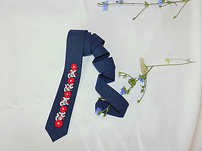 Pánske doplnky - Ručne vyšívaná kravata - 11006699_