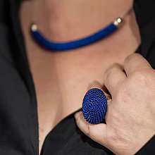 Prstene - BUTTON kráľovská modrá - výrazný prsteň - 11007524_