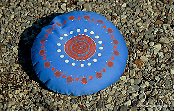 Úžitkový textil - Maľovaný ručne šitý meditačný vankúš ALAKNANDA - 11010815_