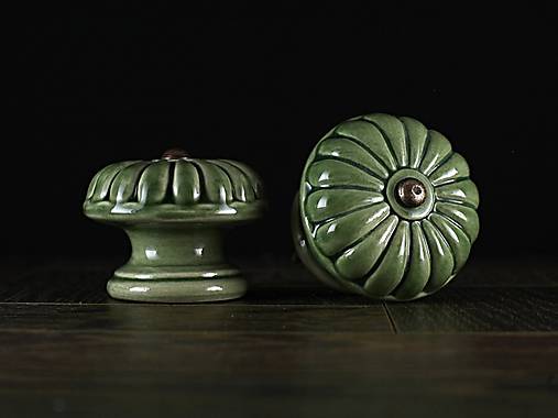 Nábytok - Úchytka - knopka zelená velká - vzor BÁBOVKA - 11010003_