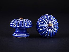 Nábytok - Úchytka - knopka královská modř velká - vzor BÁBOVKA - 11010087_