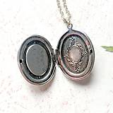 Náhrdelníky - Oval Gemstone Antique Silver Locket Necklace / Otvárací medailón (Violet Agate) - 11013969_