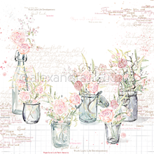 Papier - Vzorovaný papier A. Renke Vázy s ružami - 11013376_