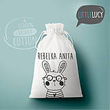 Detské tašky - Vrecko LiLu - zajačik s okuliarmi - 11012635_