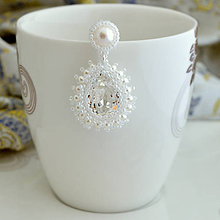 Náušnice - Tradičné svadobné náušnice s perlou a kvapkou (Ag925) (Snehove vločky) - 11015478_