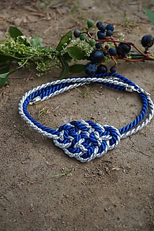 Náhrdelníky - Uzlový náhrdelník modro - strieborný - 11018196_