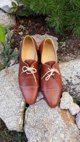 Pánske oblečenie - Pánské luxusné kožené topánky v farbe koňak - 11019519_