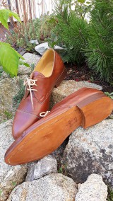 Pánske oblečenie - Pánské luxusné kožené topánky v farbe koňak - 11019538_