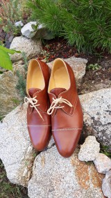 Pánske oblečenie - Pánské luxusné kožené topánky v farbe koňak - 11019542_