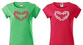 Topy, tričká, tielka - Tričko Floral Heart (S - Červená) - 11019897_