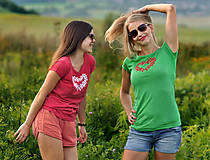 Topy, tričká, tielka - Tričko Floral Heart (S - Červená) - 11019898_