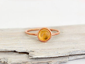 Prstene - 585/1000 zlatý prsteň s prírodným citrínom  (ružové zlato) - 11024519_