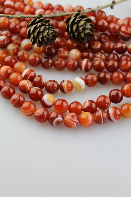 Minerály - achát korálky 10mm - celá šnúra - 11028713_