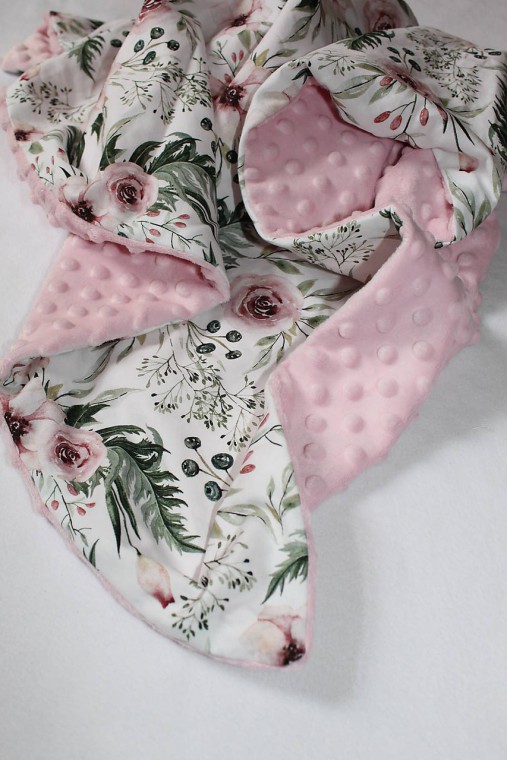 Minky deka Kvety, viac farieb na výber, 100x70cm (Ružová)