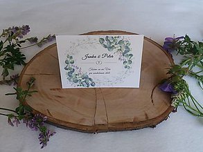 Papiernictvo - Svadobné oznámenie Eukalyptus & Gypsomilka & Lúčne kvety (Pozvánka ku stolu) - 11027773_