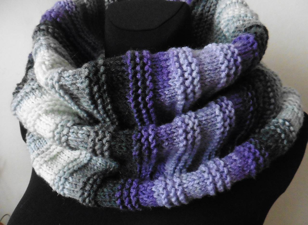 Štrikovaný 2 set - nákrčník a čelenka (dámsky/dievčenský) (Nákrčník)