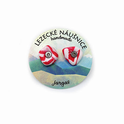 Náušnice - Lezecké náušnice - Chyty červeno-biele - 11029388_